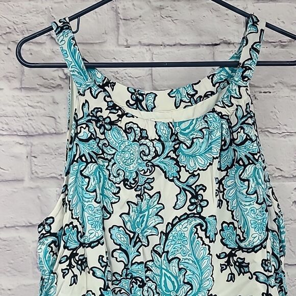 Cato Women's XL Turquoise Floral Paisley Print Halter Dress Tiered Sleeveless - Picture 3 of 9